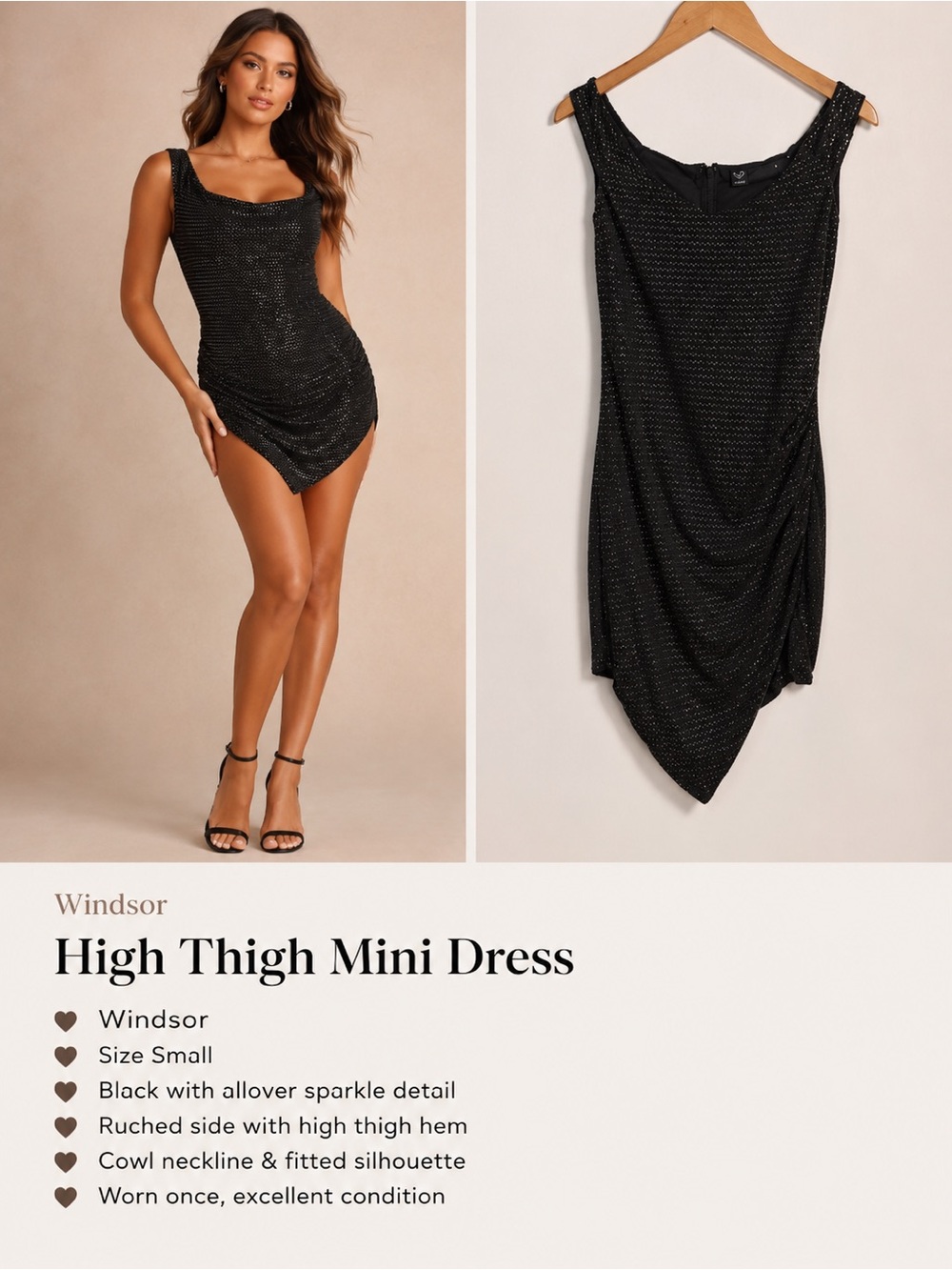 Windsor high thigh mini dress, worn once